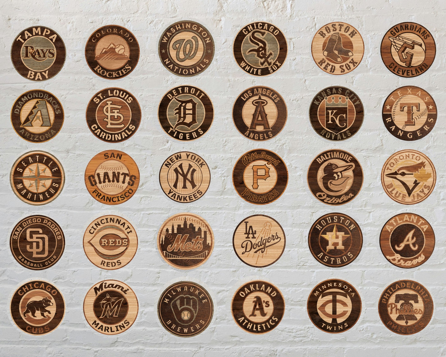 Bundle Major League Baseball All 30 MLB Teams Designed Logo Multi Layered Laser Cut files svg dxf ai png