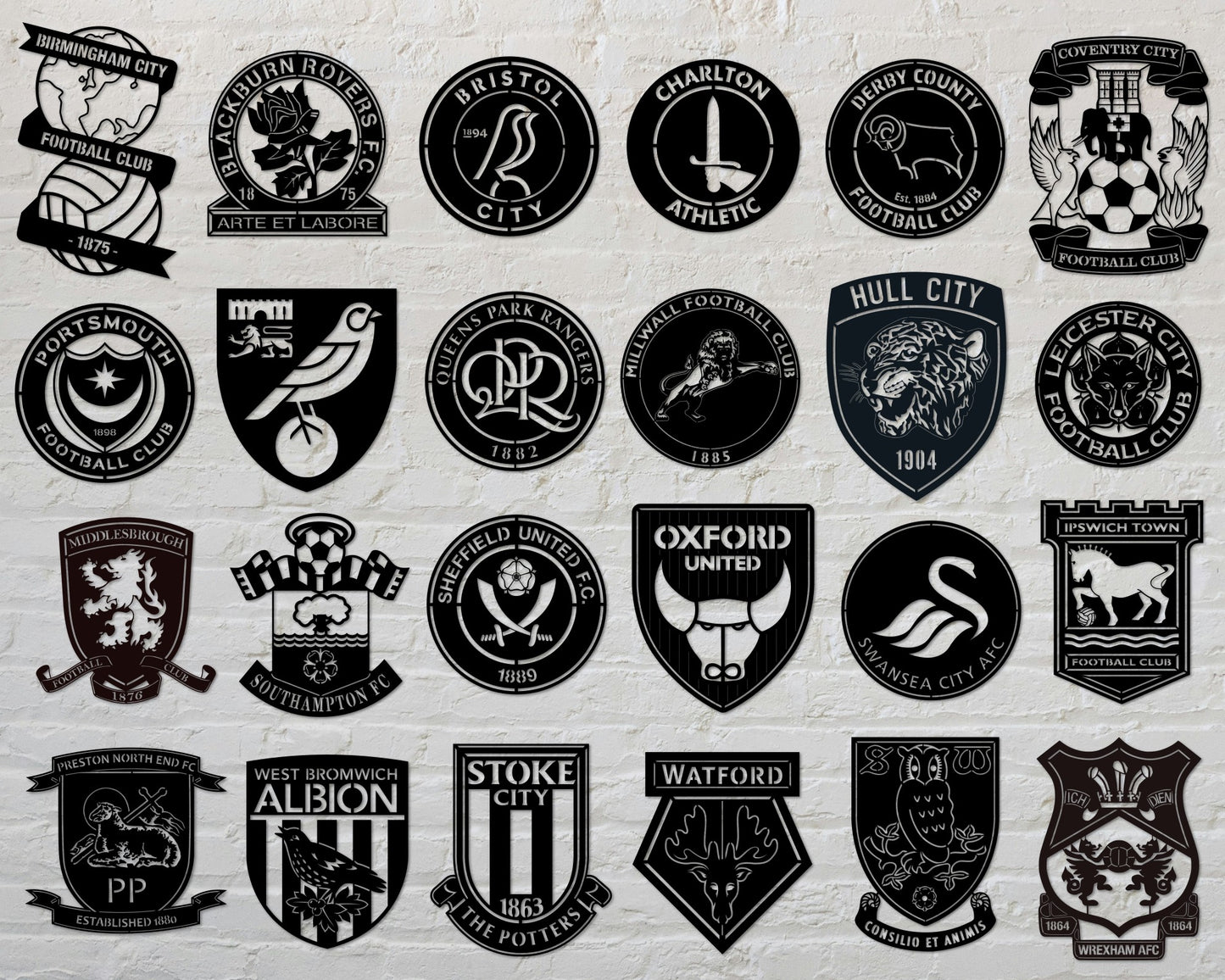 Bundle English Championship Football Club Badge Shield Single Layer Laser Cut files svg dxf ai eps png jpg pdf