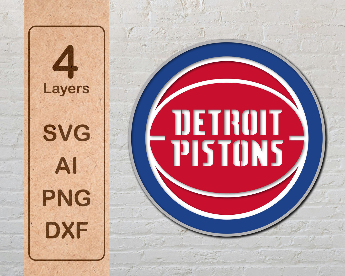 Detroit Pistons Multi Layer Laser Cut files svg dxf ai png