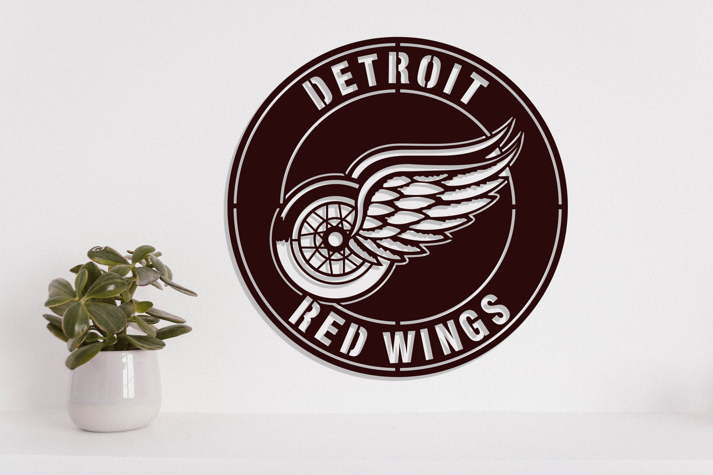 Detroit Red Wings Badge Shield Metal Laser Cut files svg dxf ai png jpg pdf eps