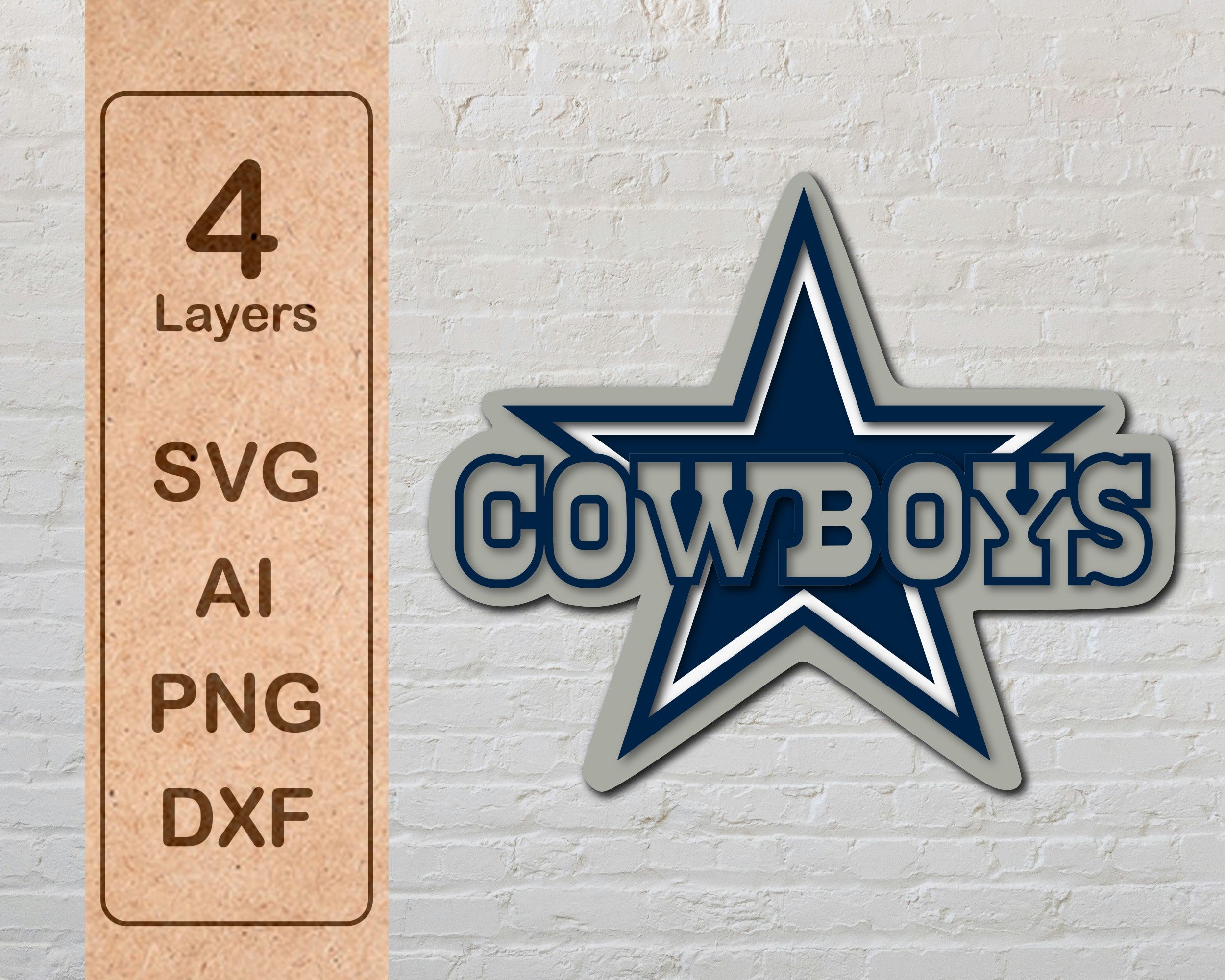 Dallas Cowboys Layered Laser Cut files svg dxf ai png – DreamDarwins ...