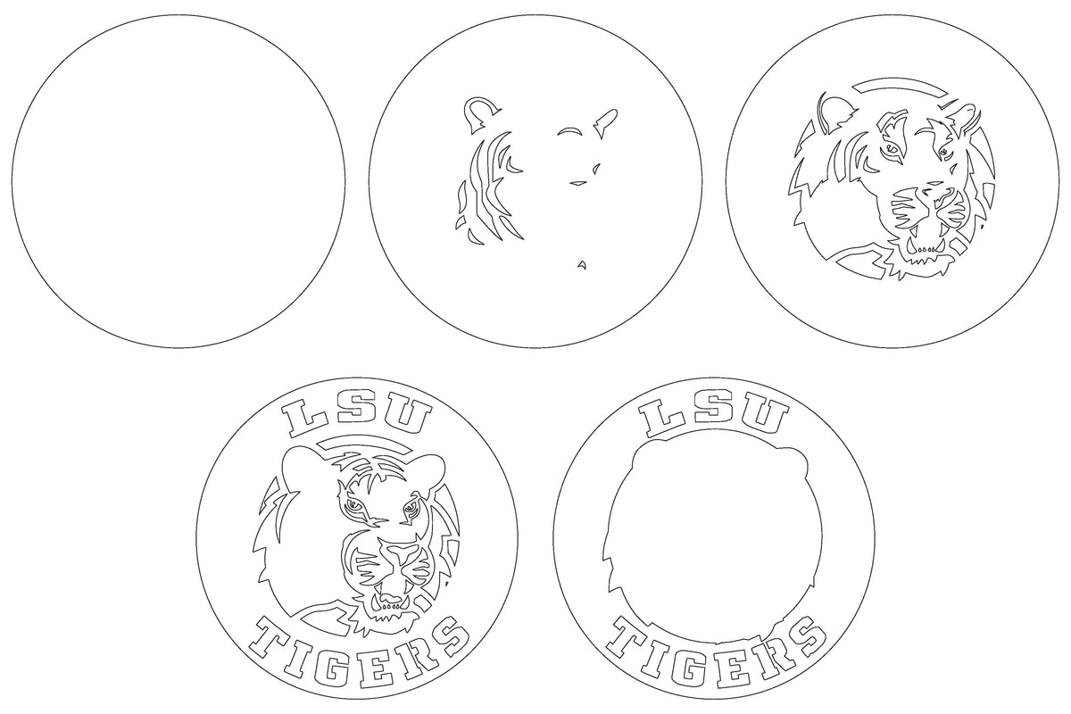LSU Tigers NCAA Football Team Design Logo Multilayer Laser Cut files svg dxf ai png