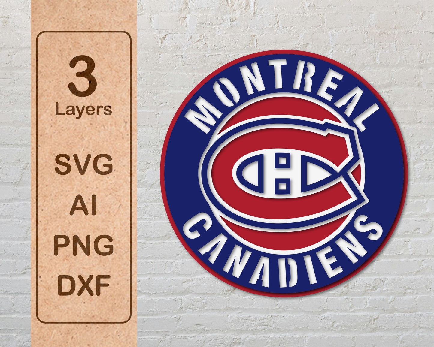 Montreal Canadiens Multi Layer Laser Cut files svg dxf ai png