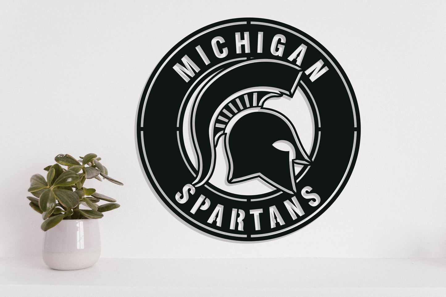 Michigan Spartans Badge Shield Metal Laser Cut files svg dxf ai png jpg pdf eps