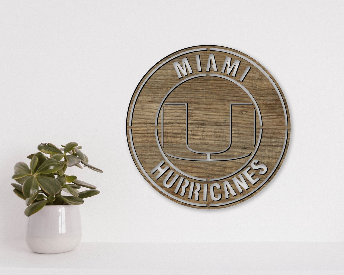 Miami Hurricanes NCCA Football Team Badge Shield Laser Cut files svg dxf ai eps png jpg pdf