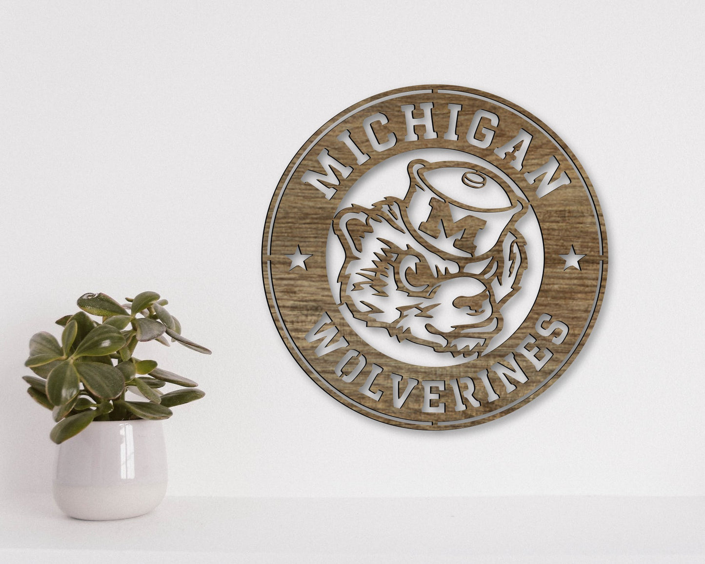 Michigan Wolverines NCCA Football Team Badge Shield Laser Cut files svg dxf ai eps png jpg pdf