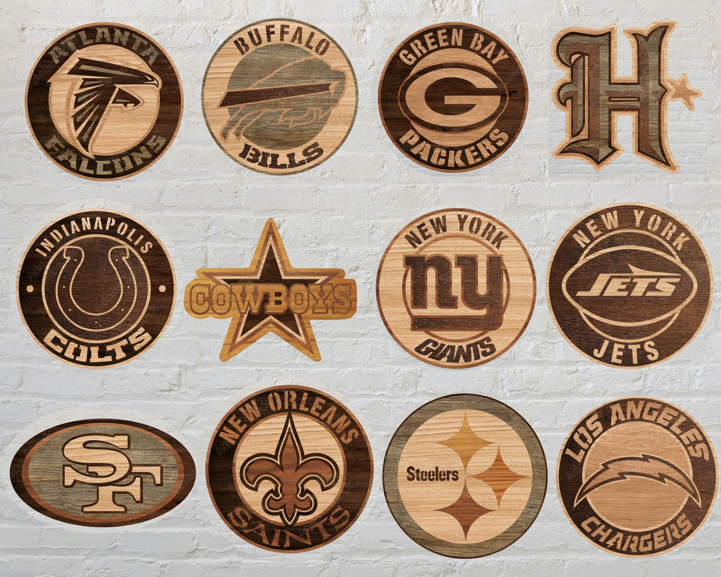Bundle National Football League NFL teams 2 Multi Layered Laser Cut files svg dxf ai png