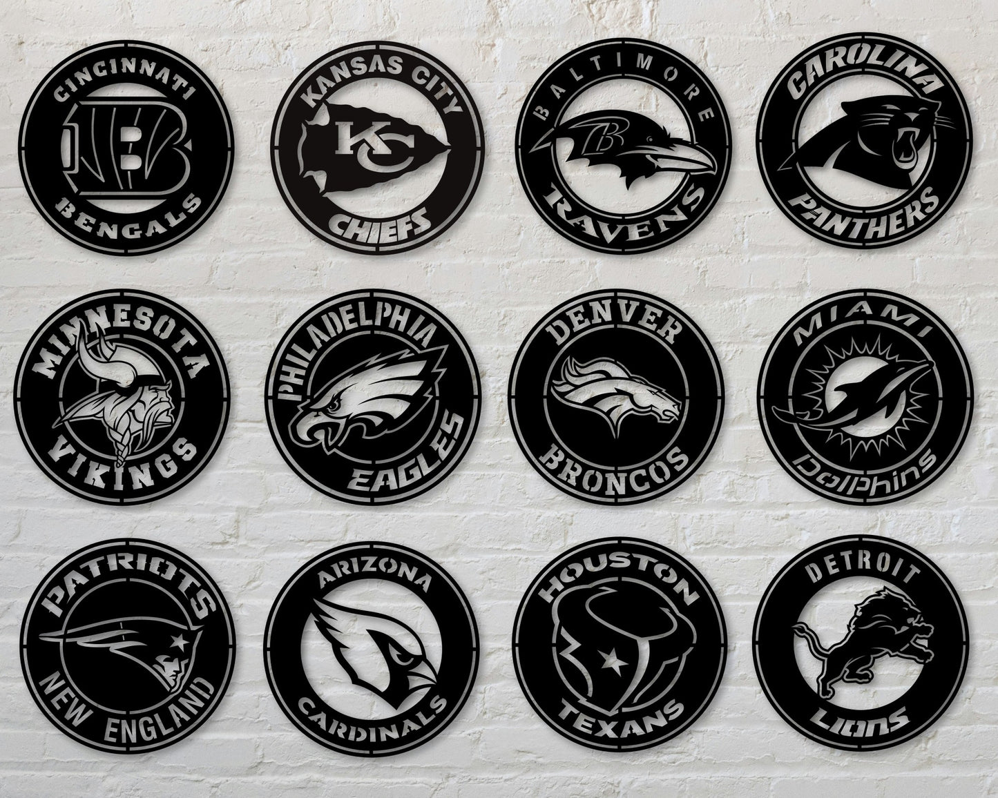 Bundle National Football League NFL Teams Badge Shield Single Layer Laser Cut files svg dxf ai eps png jpg pdf (1)