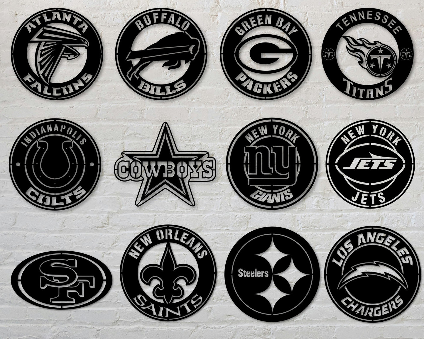 Bundle National Football League NFL Teams Badge Shield Single Layer Laser Cut files svg dxf ai eps png jpg pdf (2)