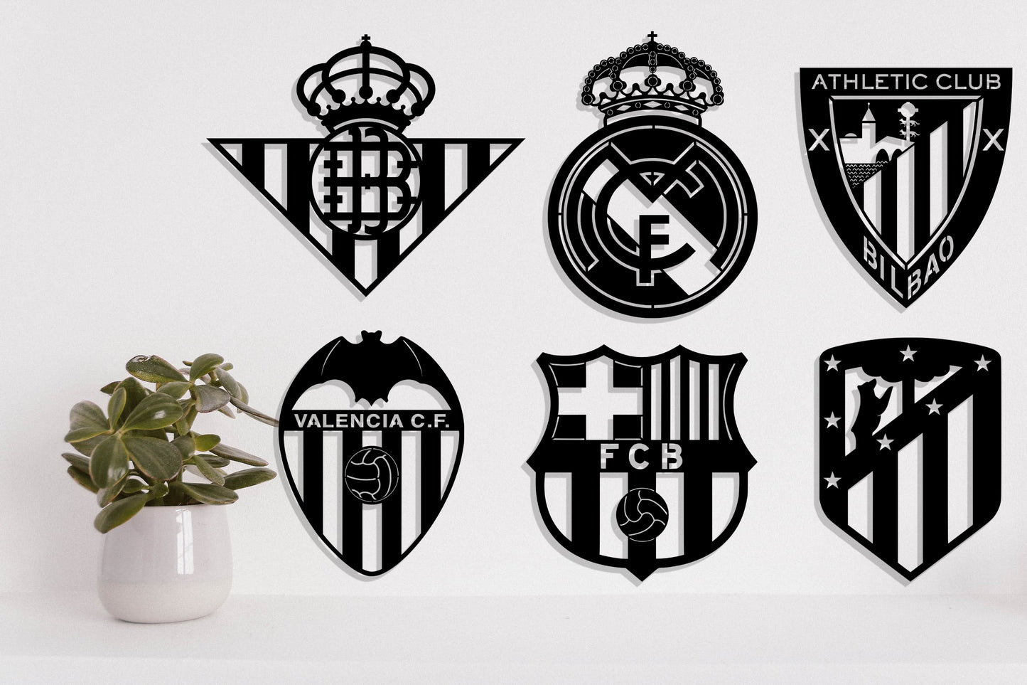 Bundle LaLiga Spain Football Club FC Badge Shield Single Layer Laser Cut files svg dxf ai eps png jpg pdf