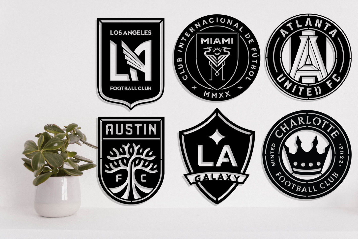 Bundle Major League Soccer MLS Football Club FC Badge Shield Single Layer Laser Cut files svg dxf ai eps png jpg pdf