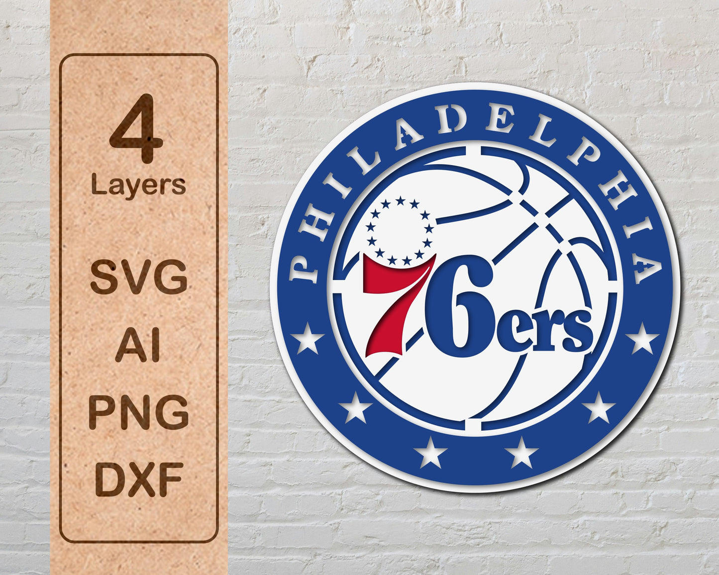 Philadelphia 76ers Multi Layer Laser Cut files svg dxf ai png
