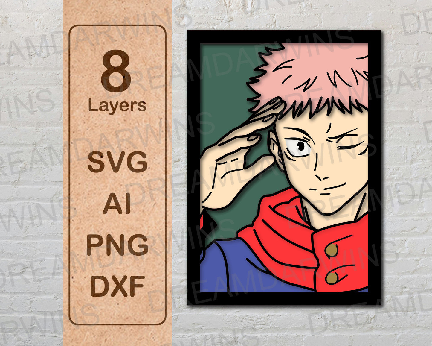 Yuji Itadori Jujutsu Kaisen Multilayer Laser Cut files