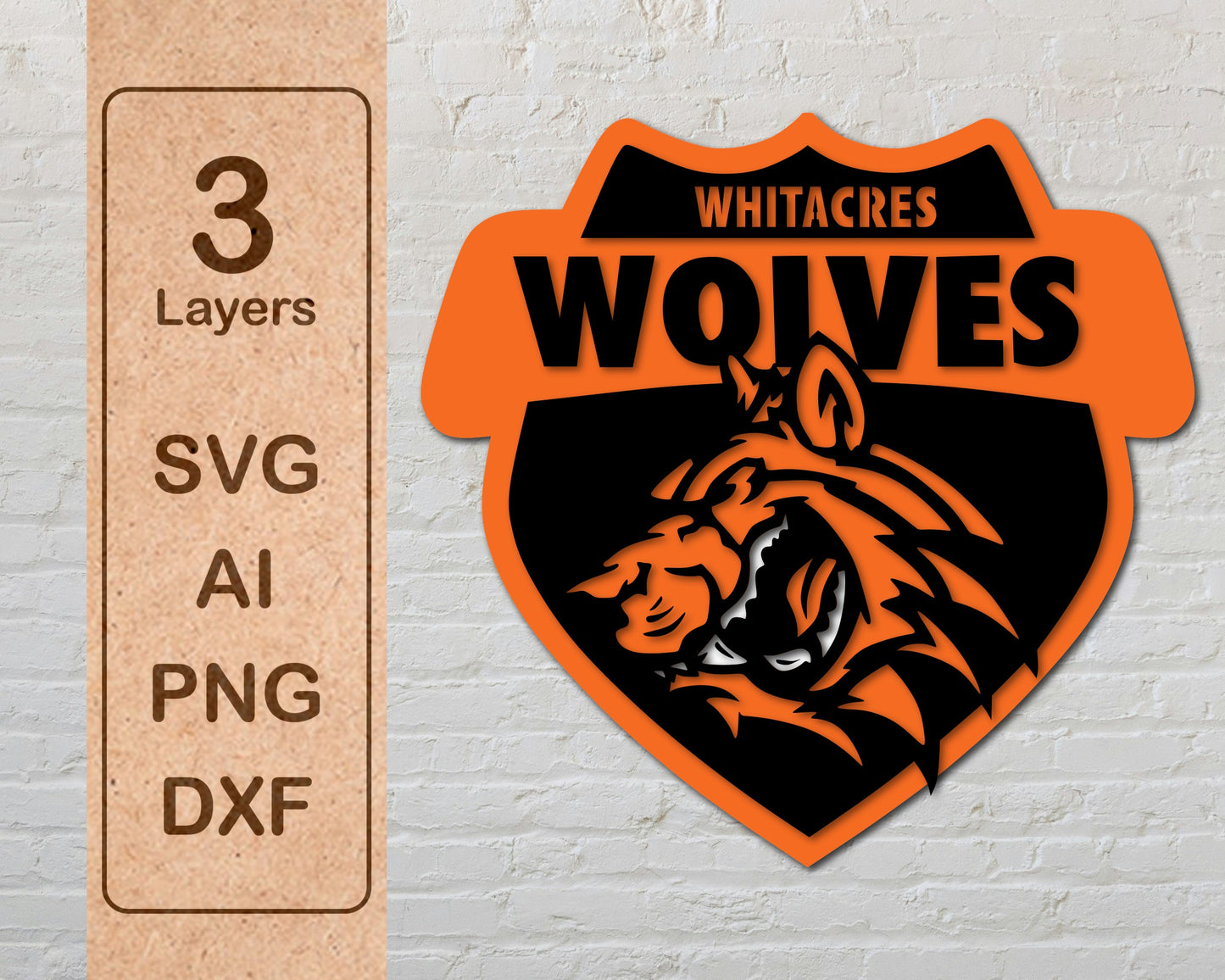 Whitacres Wolves Multi Layer Laser Cut files svg dxf ai png