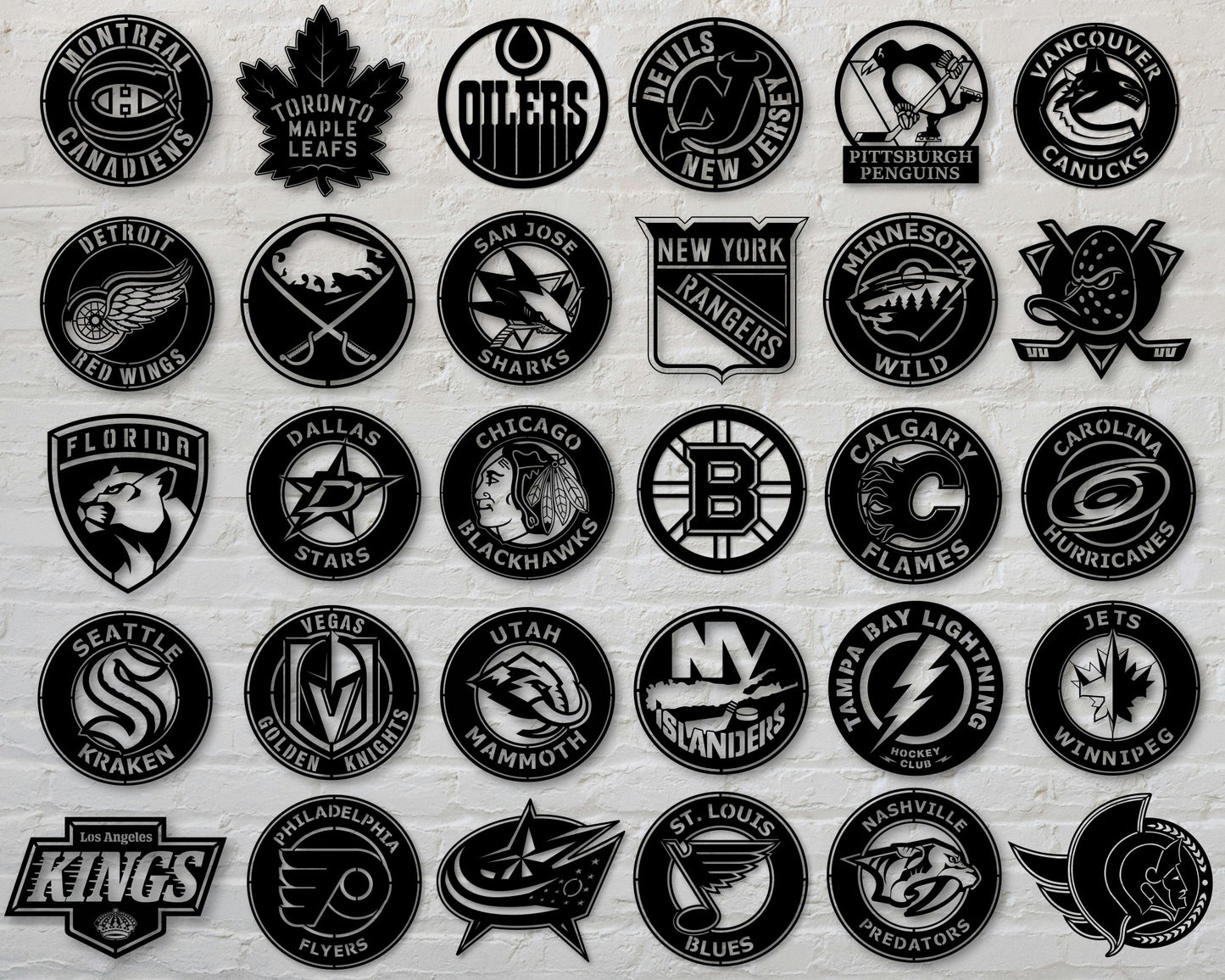 Bundle National Hockey League All 30 NHL Teams Badge Shield Single Layer Laser Cut files svg dxf ai eps png jpg pdf