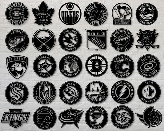 Bundle National Hockey League All 30 NHL Teams Badge Shield Single Layer Laser Cut files svg dxf ai eps png jpg pdf