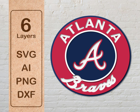 Atlanta Braves MLB Teams Designed Logo Multi Layer Laser Cut files svg dxf ai png