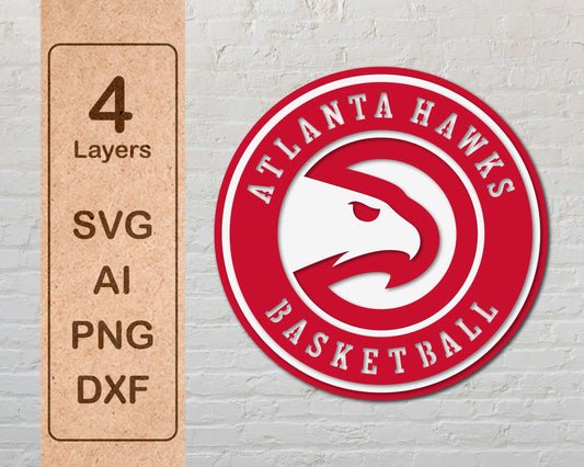 Atlanta Hawks NBA Teams Design Logo Multi Layer Laser Cut files svg dxf ai png