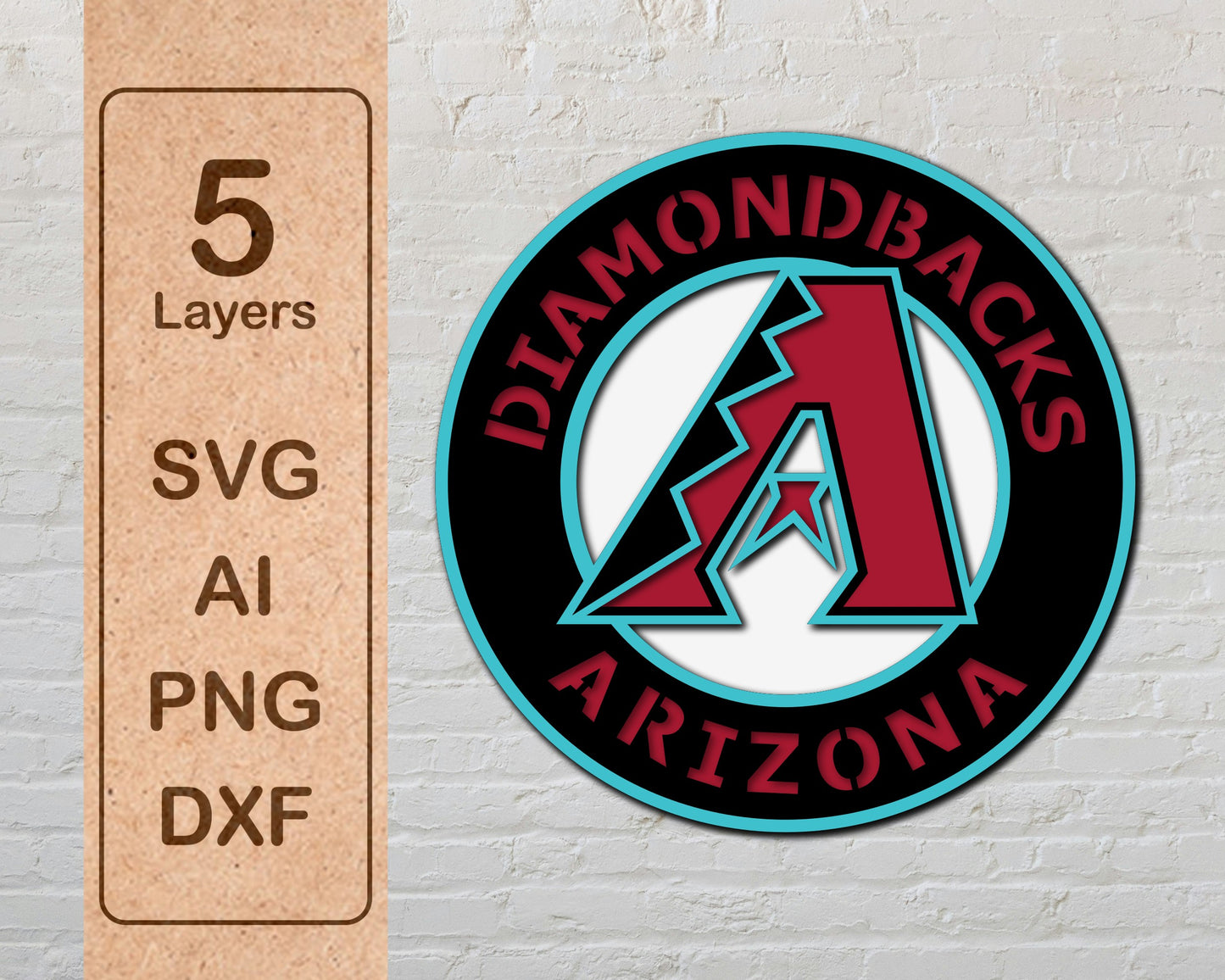 Arizona Diamondbacks MLB Teams Designed Logo Multi Layer Laser Cut files svg dxf ai png