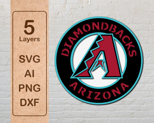 Arizona Diamondbacks MLB Teams Designed Logo Multi Layer Laser Cut files svg dxf ai png