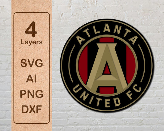 Atlanta United FC Multilayer Laser Cut files svg dxf ai png