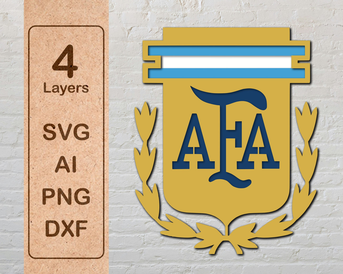 Argentina National Football Team Multi Layer Laser Cut files ai png svg dxf
