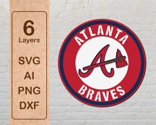 Atlanta Braves MLB Baseball Team Design Logo Multilayer Laser Cut files svg dxf ai png