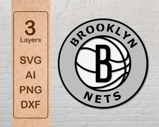Brooklyn Nets NBA Teams Design Logo Multi Layer Laser Cut files svg dxf ai png