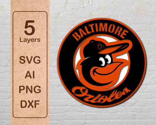 Baltimore Orioles Multi Layer Laser Cut files svg dxf ai png
