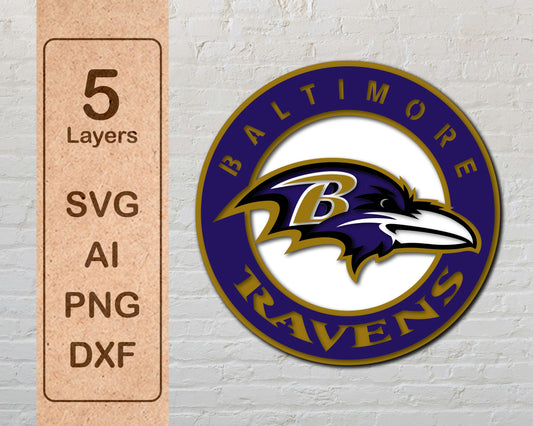 Baltimore Ravens Multi Layered Laser Cut files svg dxf ai png