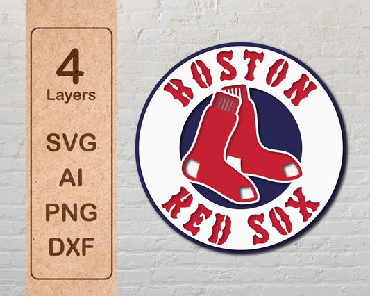 Boston Red Sox Multi Layer Laser Cut files svg dxf ai png