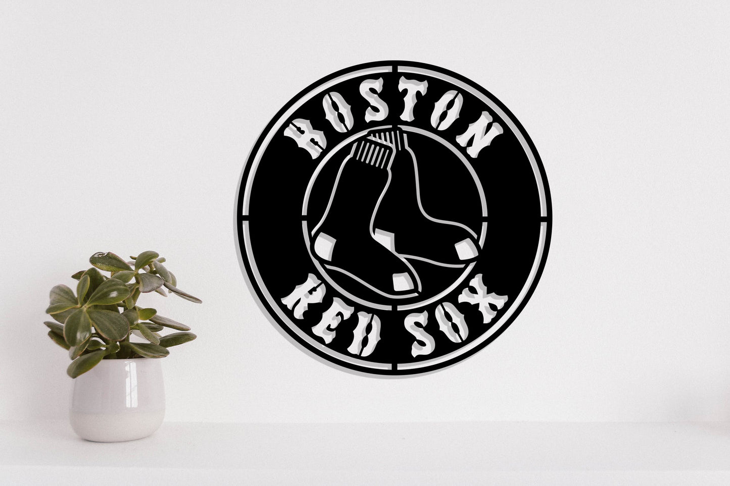 Boston Red Sox Badge Shield Metal Laser Cut files svg dxf ai png jpg pdf eps