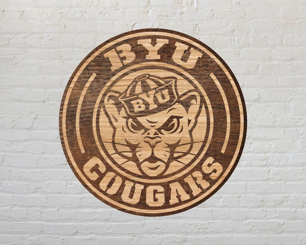 BYU Cougars NCAA Football Team Design Logo Multilayer Laser Cut files svg dxf ai png