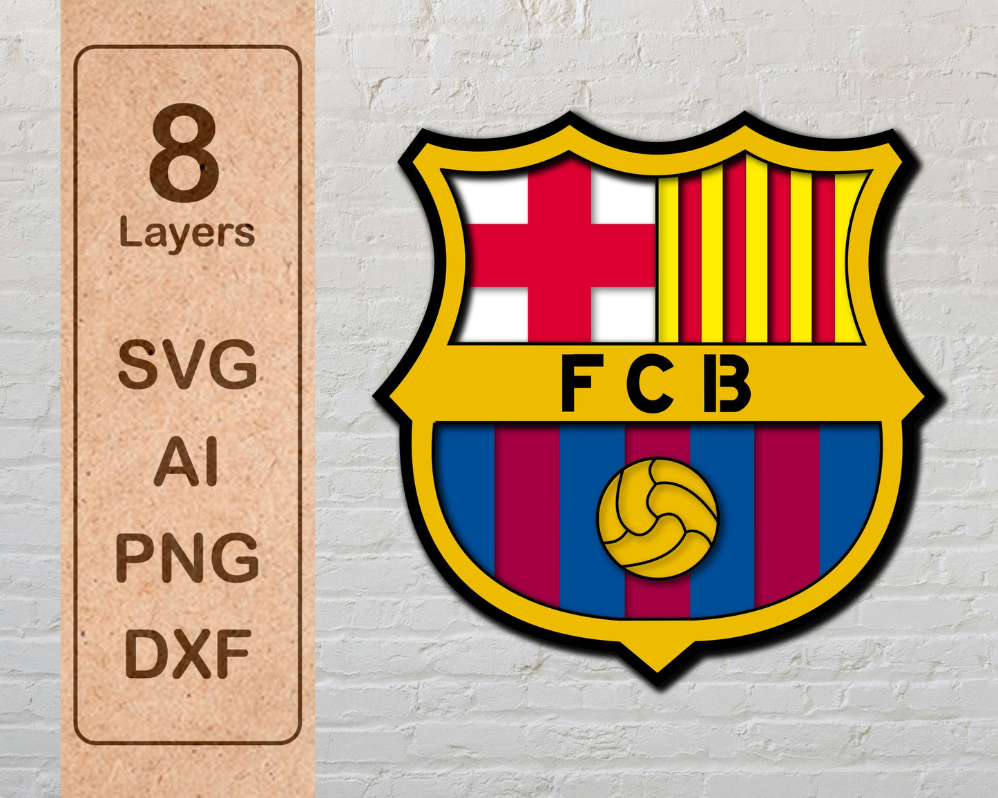 Barcelona FC football club logo Layered Laser Cut files
