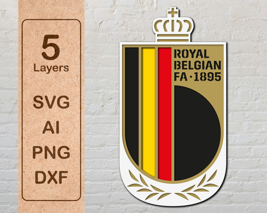 Belgium National Football Soccer Team Multi Layer Laser Cut files ai png svg dxf