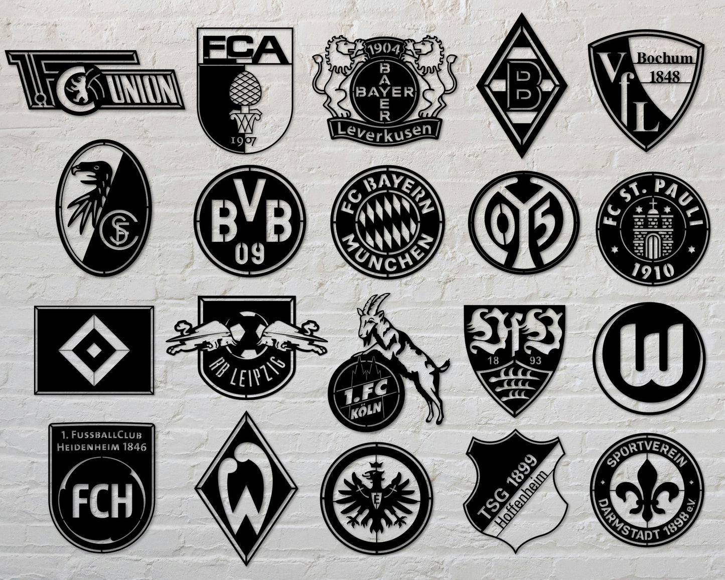 Bundle Bundesliga Germany Football Club FC Badge Shield Single Layer Laser Cut files svg dxf ai eps png jpg pdf