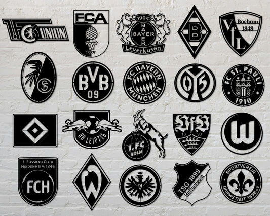 Bundle Bundesliga Germany Football Club FC Badge Shield Single Layer Laser Cut files svg dxf ai eps png jpg pdf