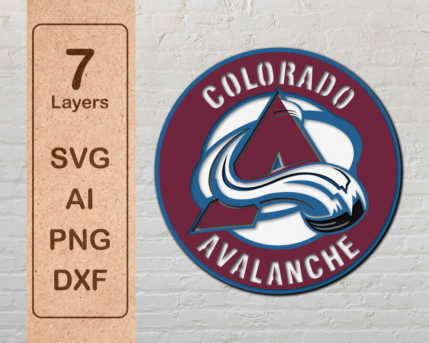 Colorado Avalanche NHL Teams Design Logo Multi Layer Laser Cut files svg dxf ai png
