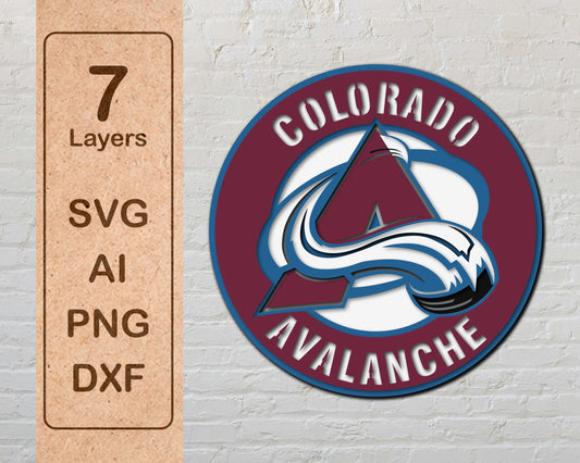 Colorado Avalanche NHL Teams Design Logo Multi Layer Laser Cut files svg dxf ai png