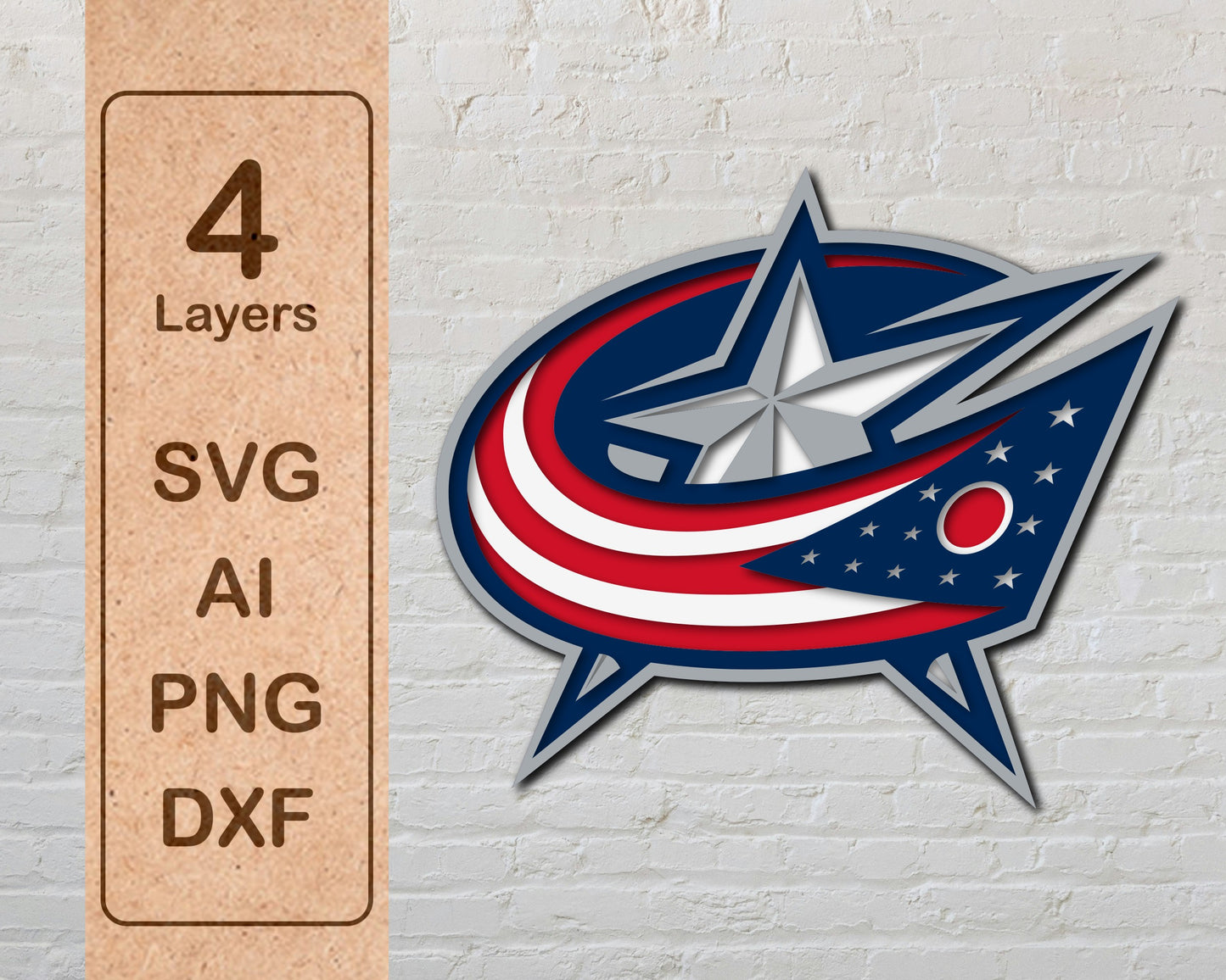Columbus Blue Jackets Layered Laser Cut files svg dxf ai png