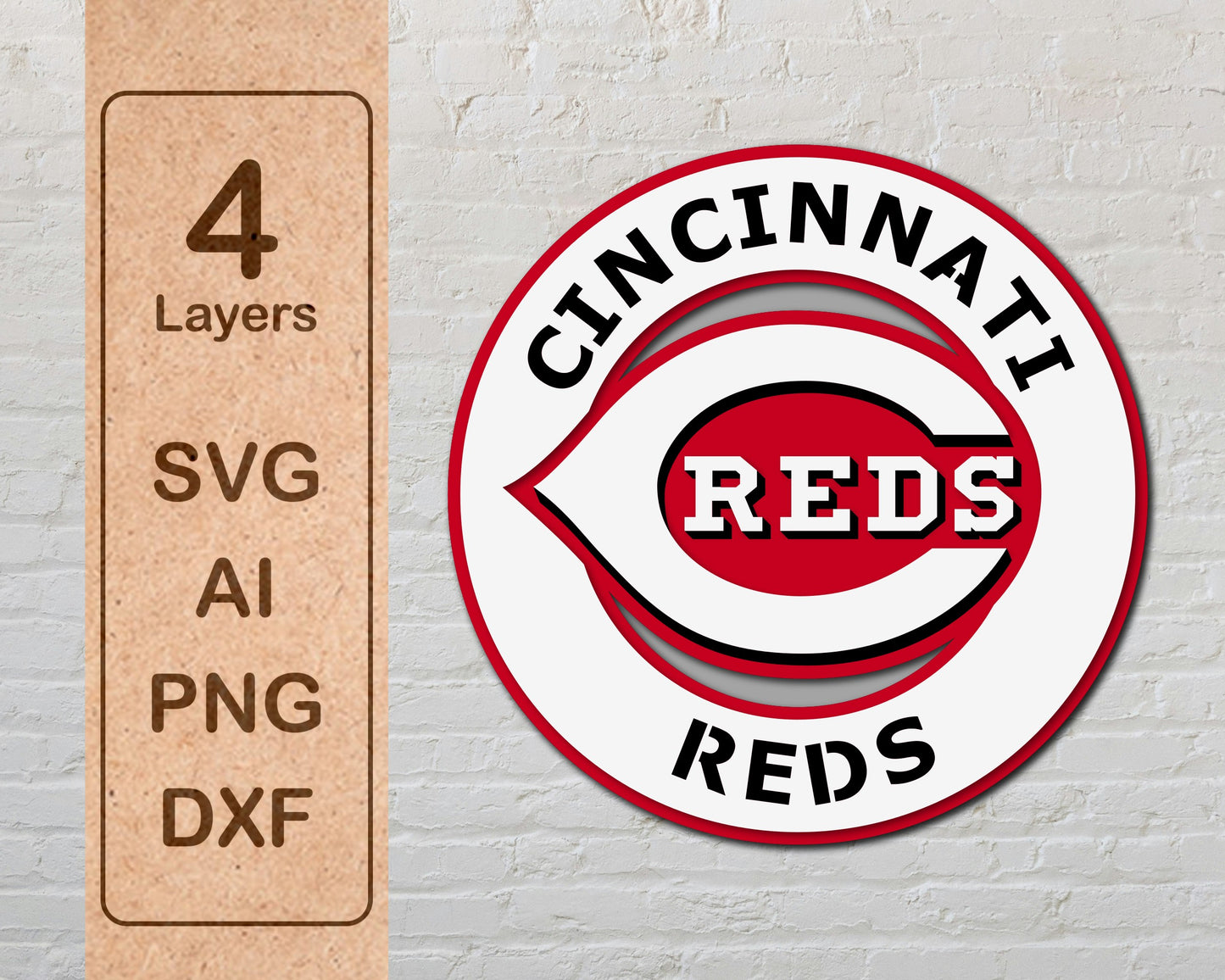 Cincinnati Reds MLB Teams Designed Logo Multi Layer Laser Cut files svg dxf ai png