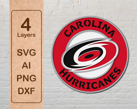 Carolina Hurricanes NHL Teams Designed Logo Multi Layer Laser Cut files svg dxf ai png