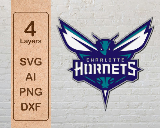 Charlotte Hornets NBA Teams Design Logo Multi Layer Laser Cut files svg dxf ai png