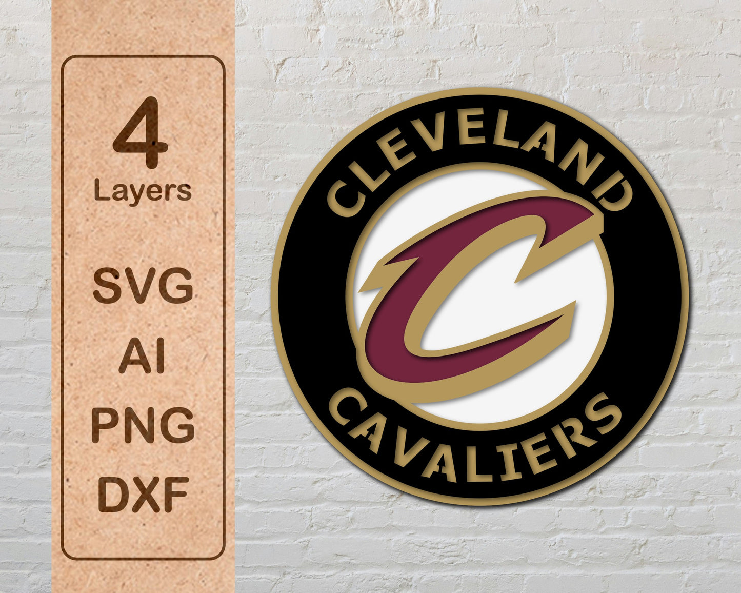 Cleveland Cavaliers NBA Teams Design Logo Multi Layer Laser Cut files svg dxf ai png
