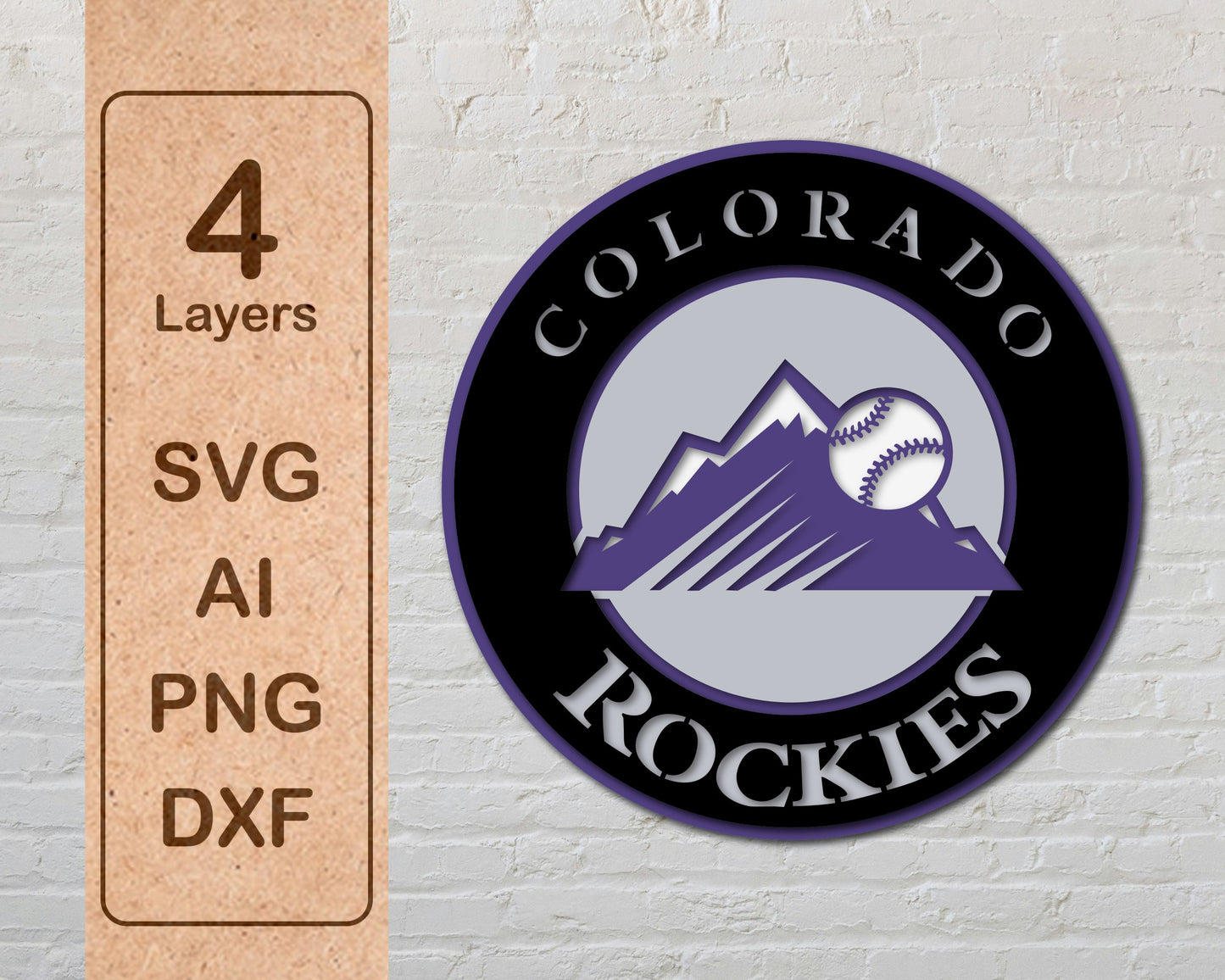 Colorado Rockies MLB Teams Designed Logo Multi Layer Laser Cut files svg dxf ai png