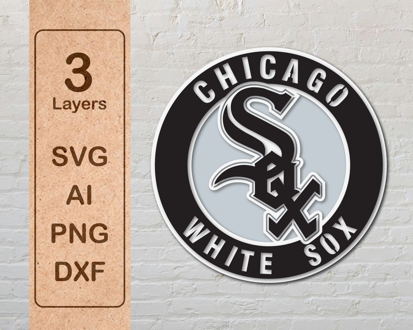 Chicago White Sox Multi Layer Laser Cut files svg dxf ai png