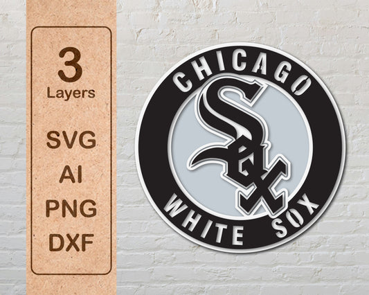 Chicago White Sox Multi Layer Laser Cut files svg dxf ai png