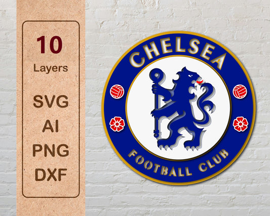 Chelsea FC Layered Laser Cut files svg dxf ai png