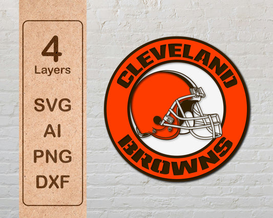 Cleveland Browns Designed Logo Multi Layer Laser Cut files svg dxf ai png
