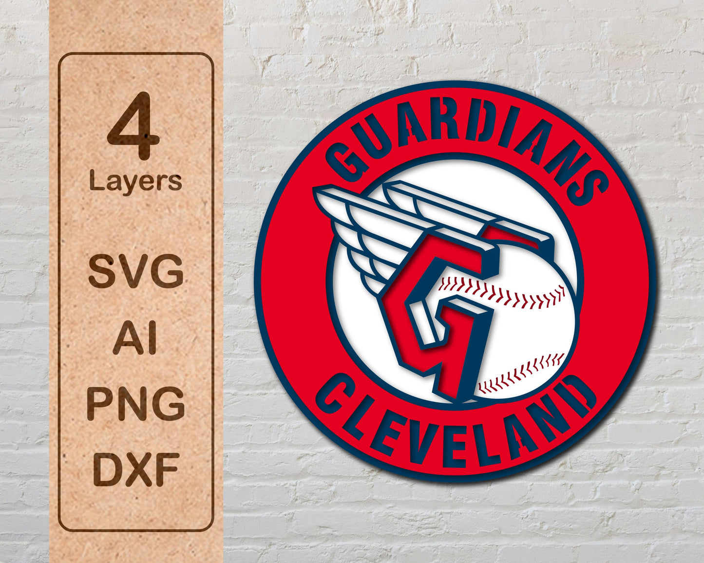 Cleveland Guardians Multi Layer Laser Cut files svg dxf ai png